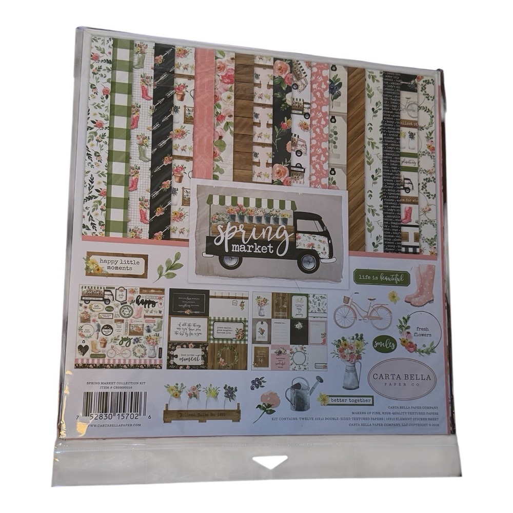 Carta Bella Spring Market Collection Kit‎ 12x12 Scrapbook Paper & Sticker Sheet